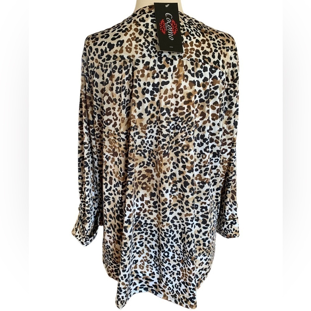 COCOMO 2X Brown Plus Size 3/4 sleeve women's Pintuck Blouse top tunic - Picture 2 of 13